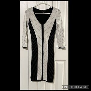 Bebe Black & White Knit Dress